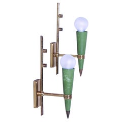Pair of brass cone wall sconces, 1960