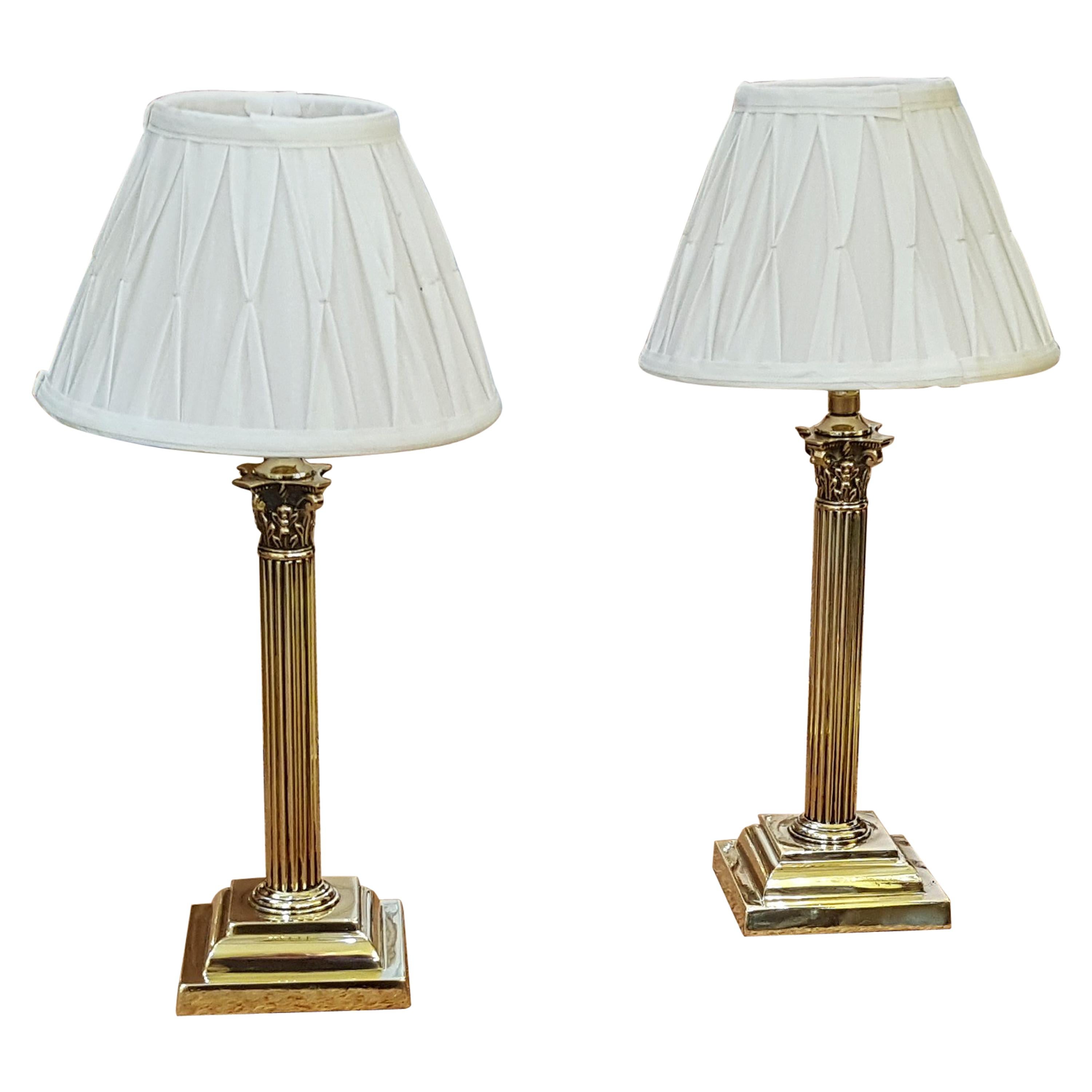 Pair of Brass Corinthian Table Lamps