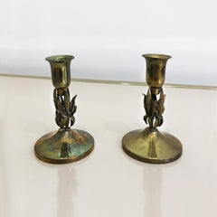 Pair of Brass Corn Candleholders Maison Charles Style Vintage Hollywood Regency