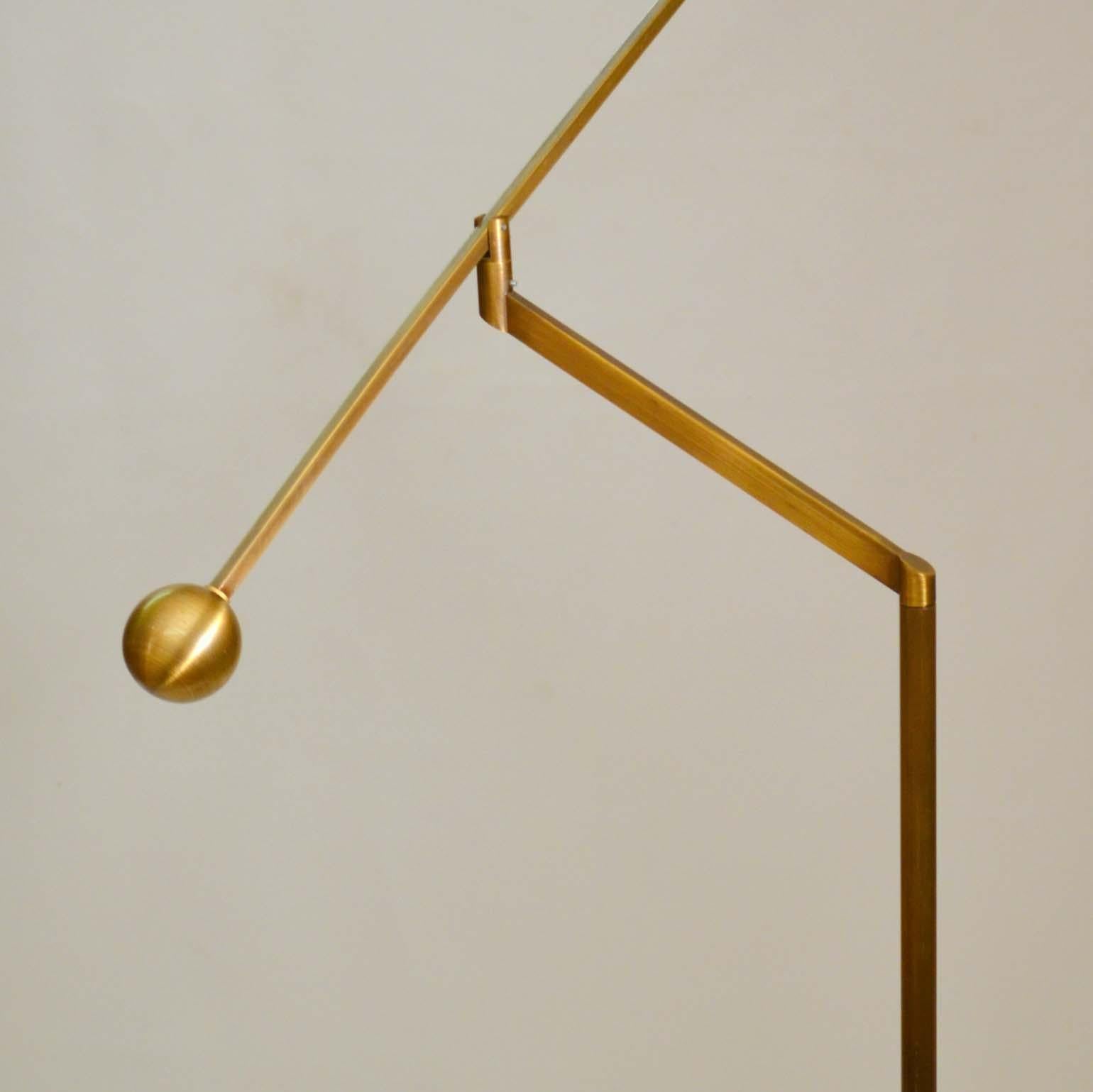 Late 20th Century Pair of Brass Counter Balance Floor Lamps