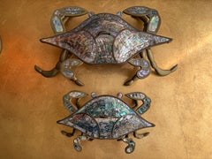 Pair of Brass Crab Sculptures