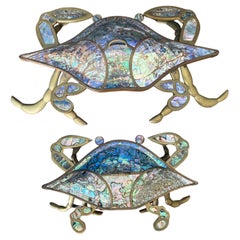Pair of Brass Crab Sculptures