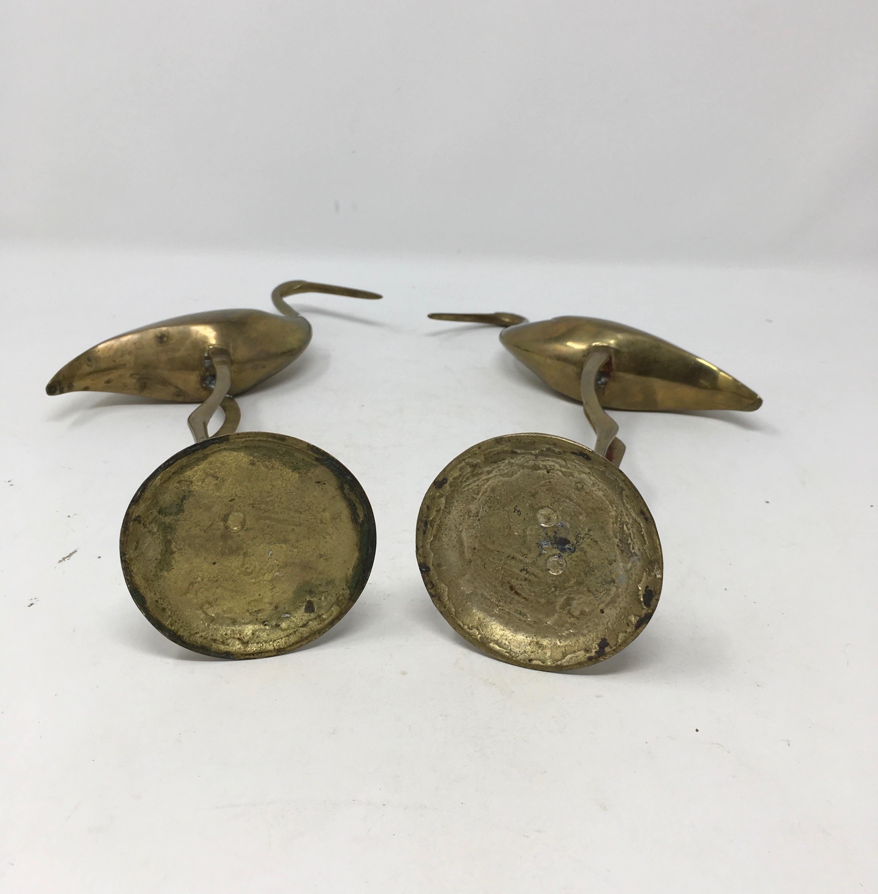 Pair of Brass Crane Birds 6