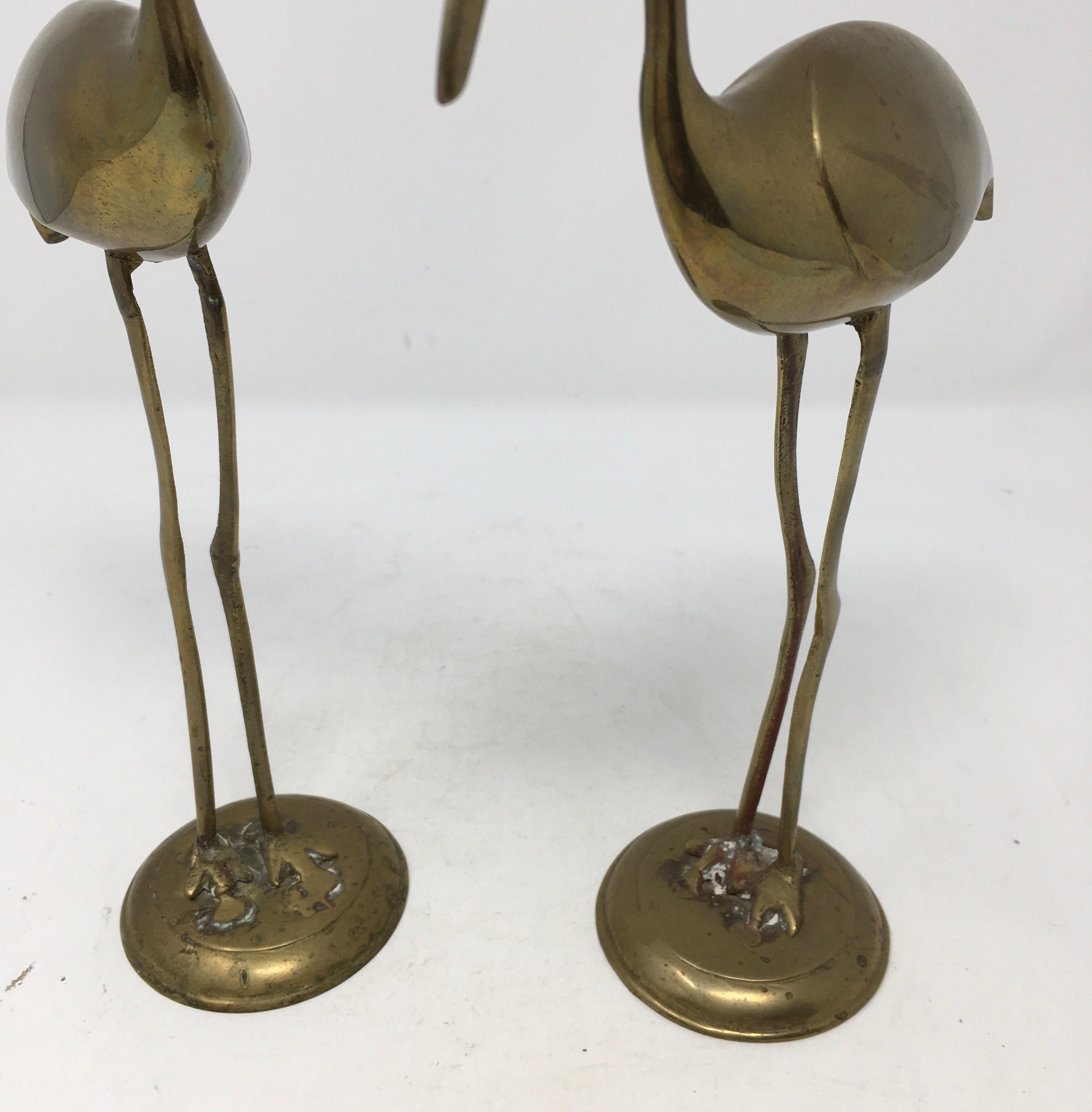 Pair of Brass Crane Birds 8
