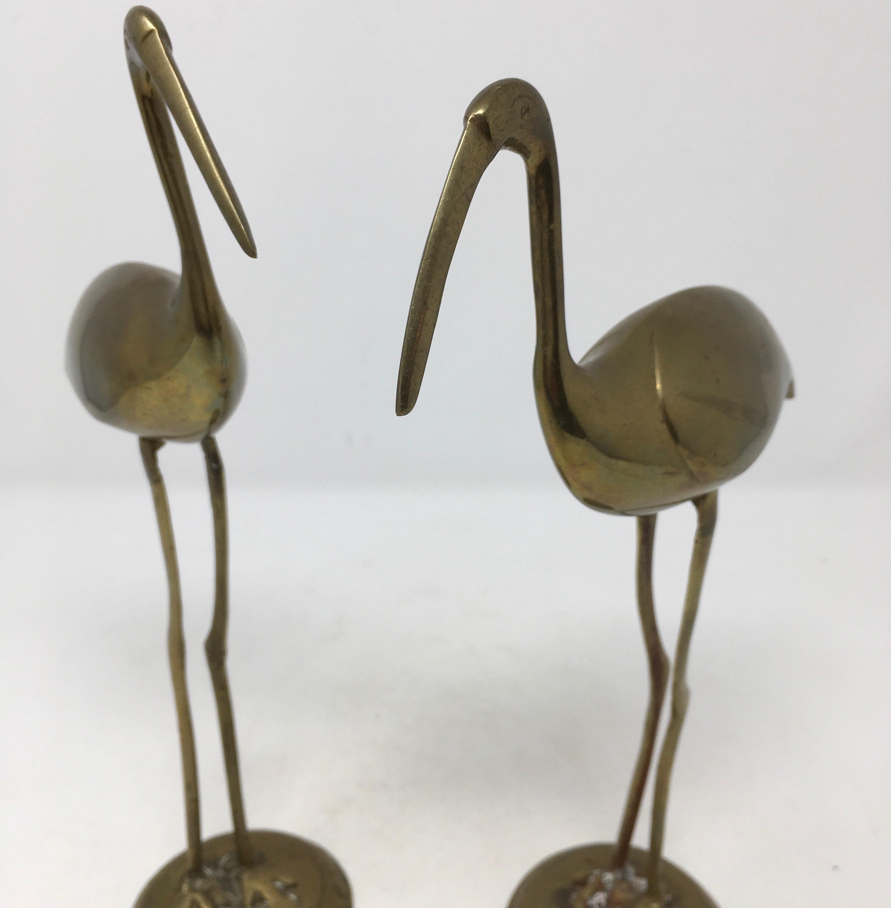 Pair of Brass Crane Birds 9