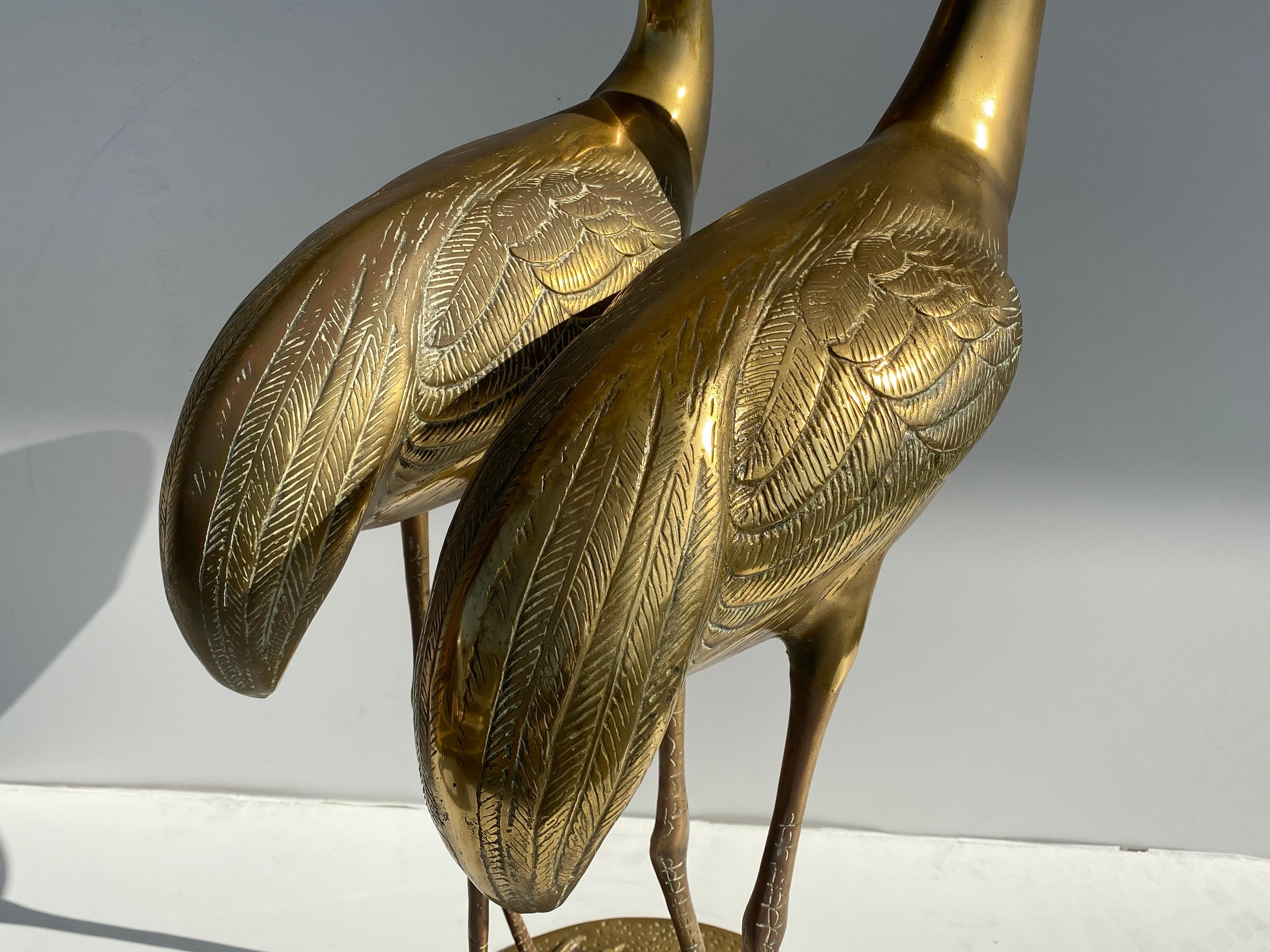 Pair of Brass Crane Sculptures 3