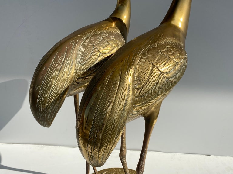 Pair of Brass Crane Sculptures at 1stDibs | brass crane statue