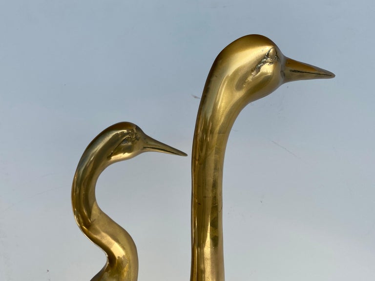 Pair of Brass Crane Sculptures at 1stDibs | brass crane statue