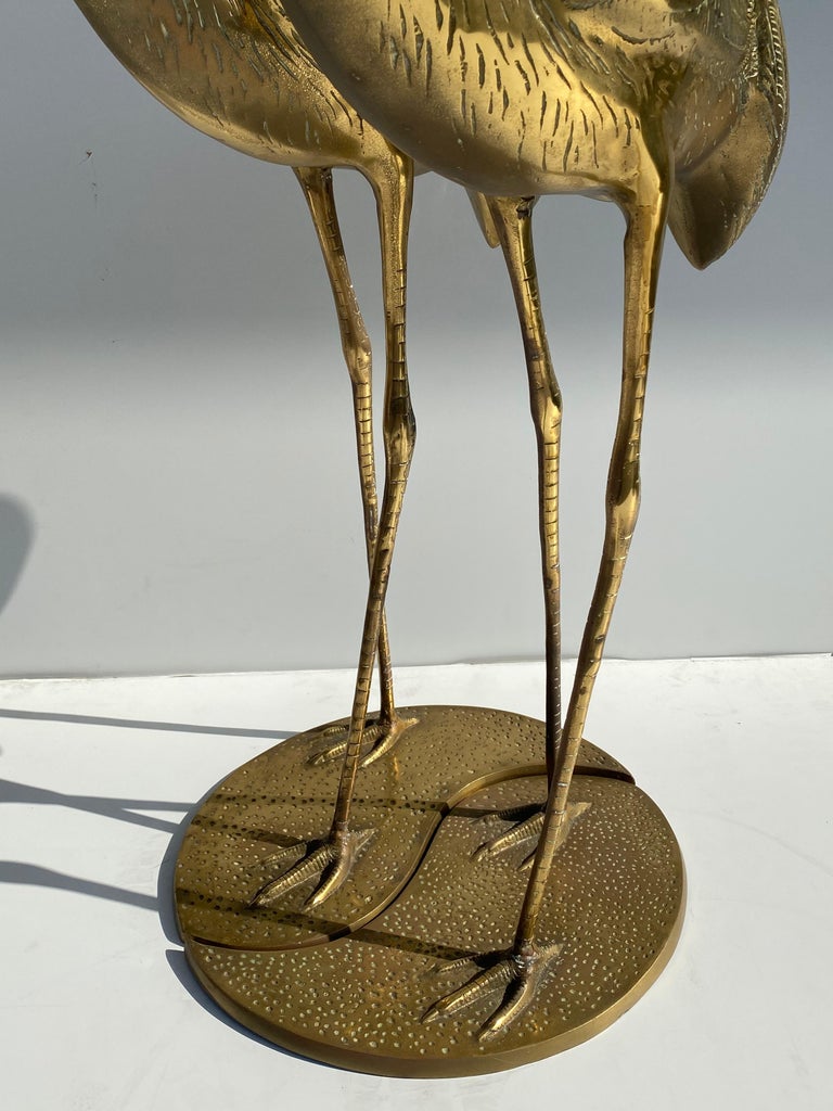 Pair of Brass Crane Sculptures at 1stDibs | brass crane statue