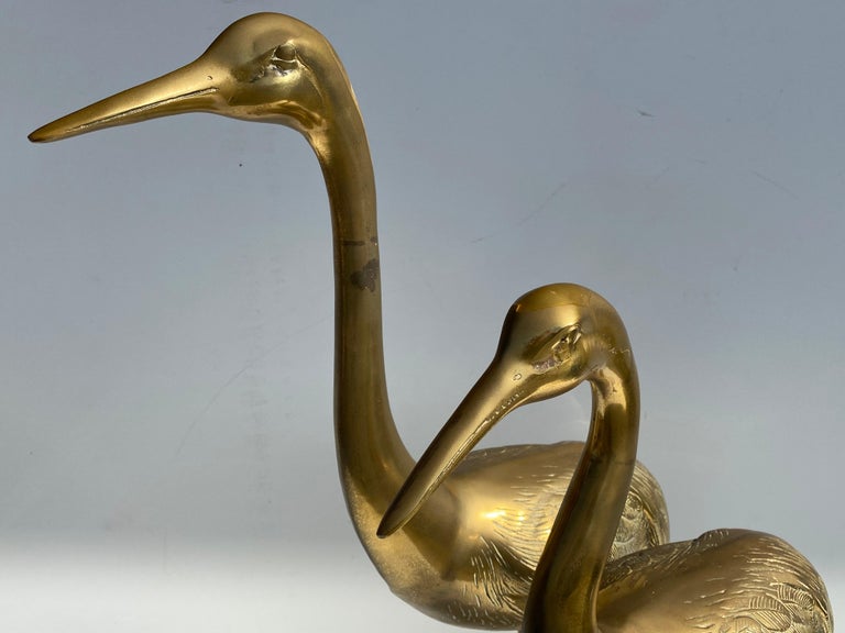 Pair of Brass Crane Sculptures at 1stDibs | brass crane statue