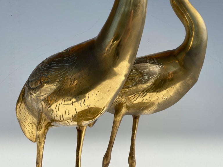 Pair of Brass Crane Sculptures at 1stDibs | brass crane statue