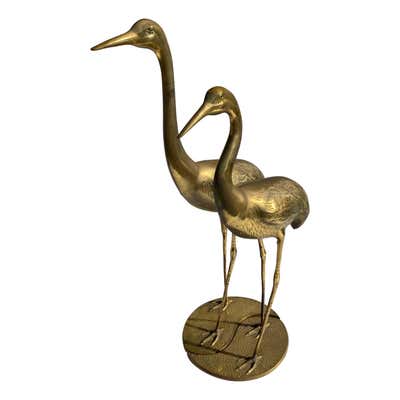Pair of Mid Century Brass Cranes or Herons at 1stDibs | brass heron