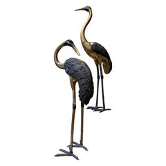 Pair of brass cranes circa 1970