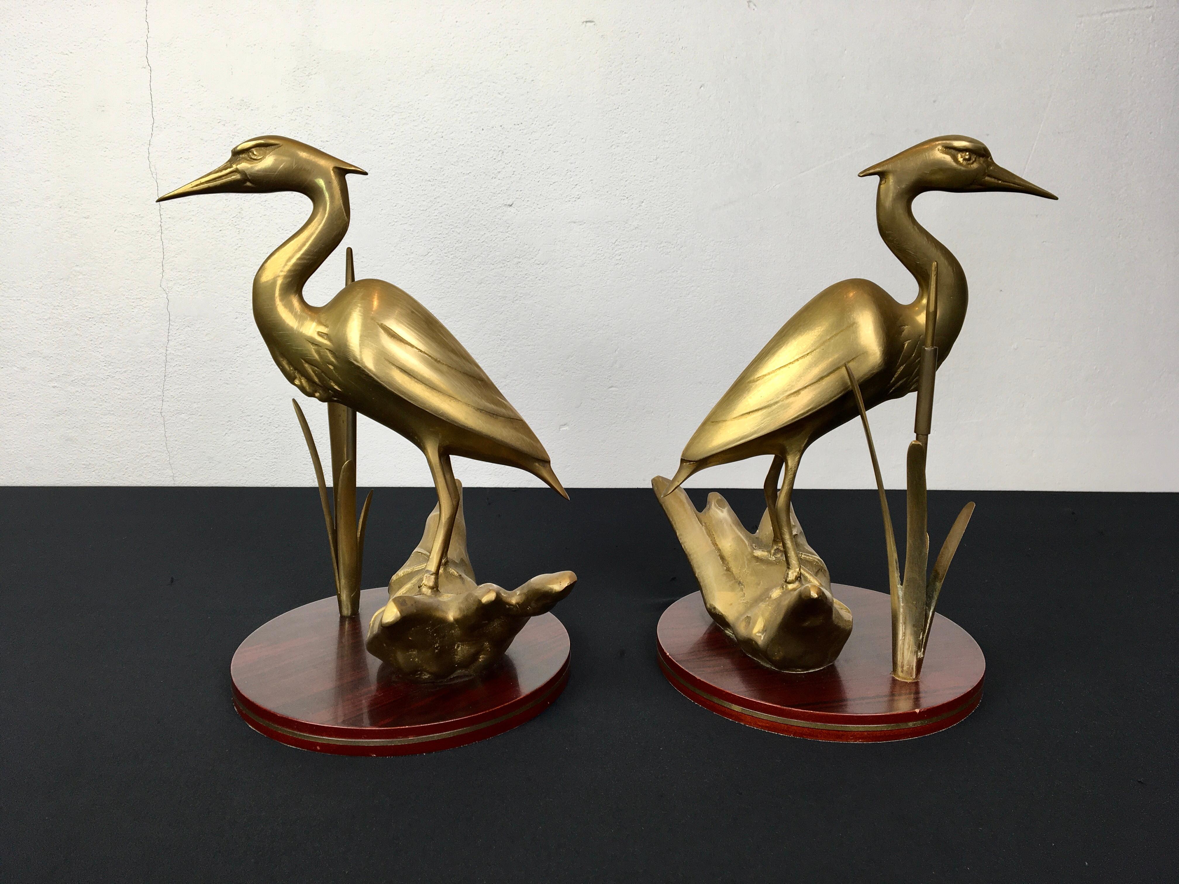 brass cranes pair