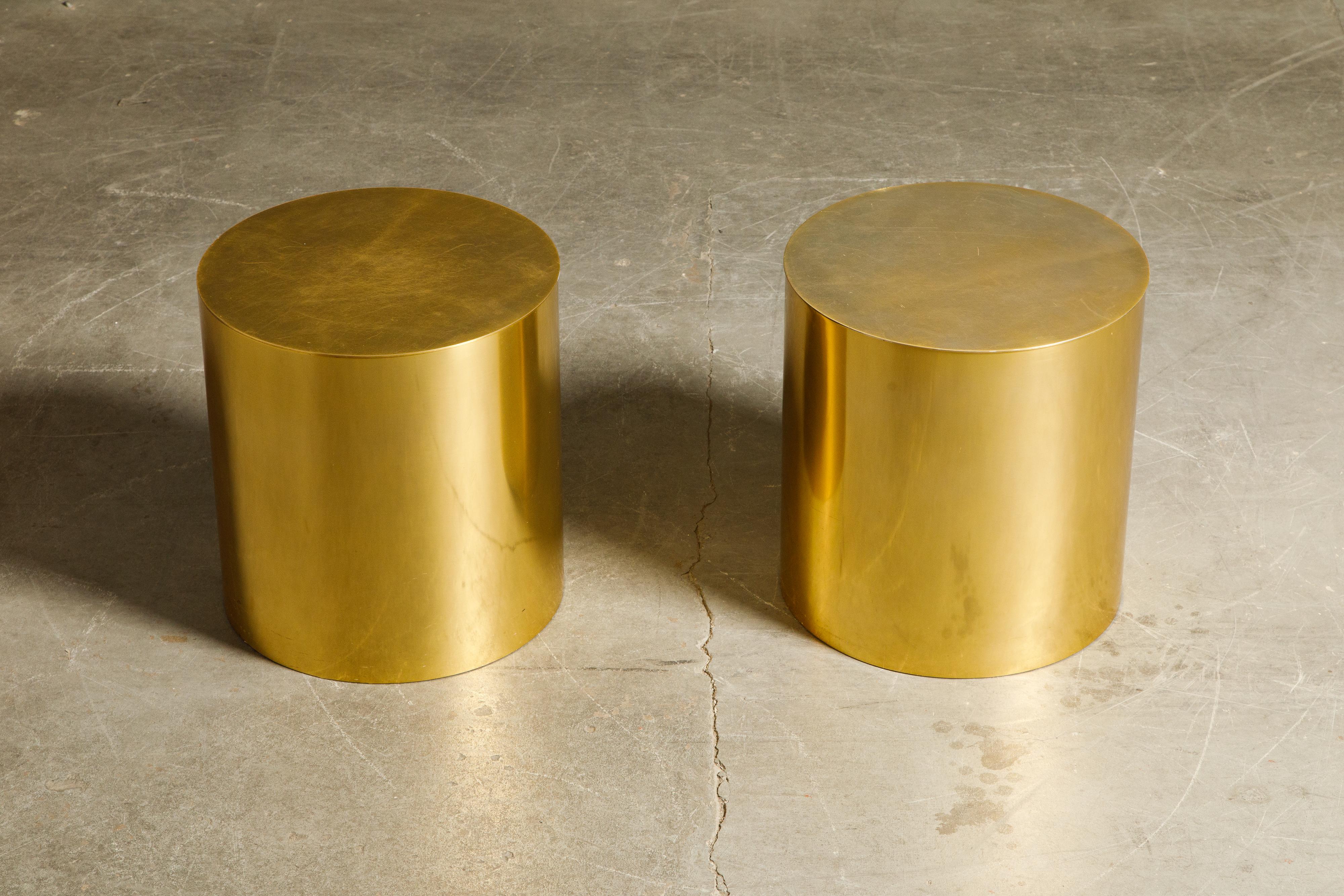 brass drum side table