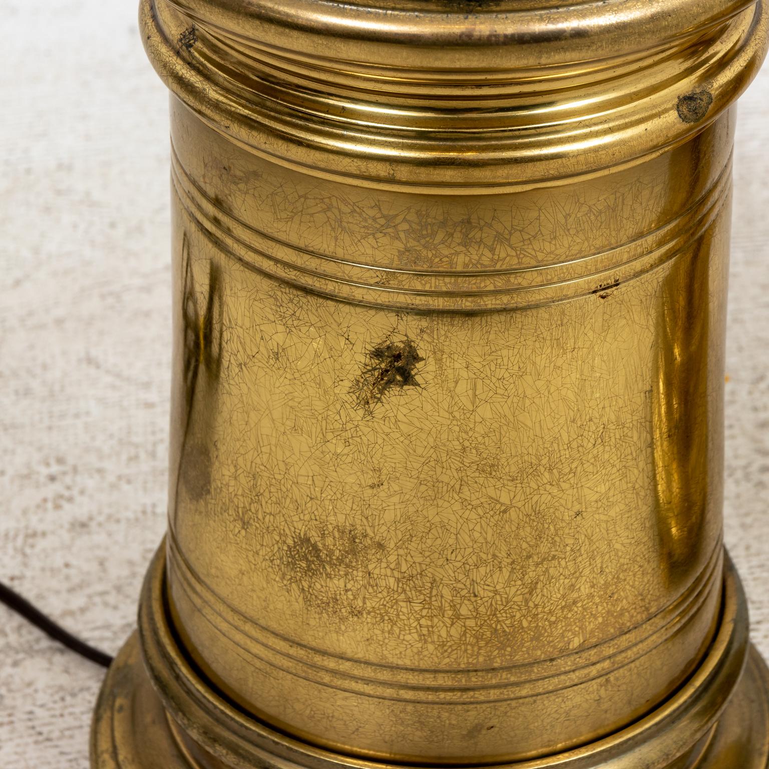 20th Century Pair of Brass Cylinder Lamps by Stiffel