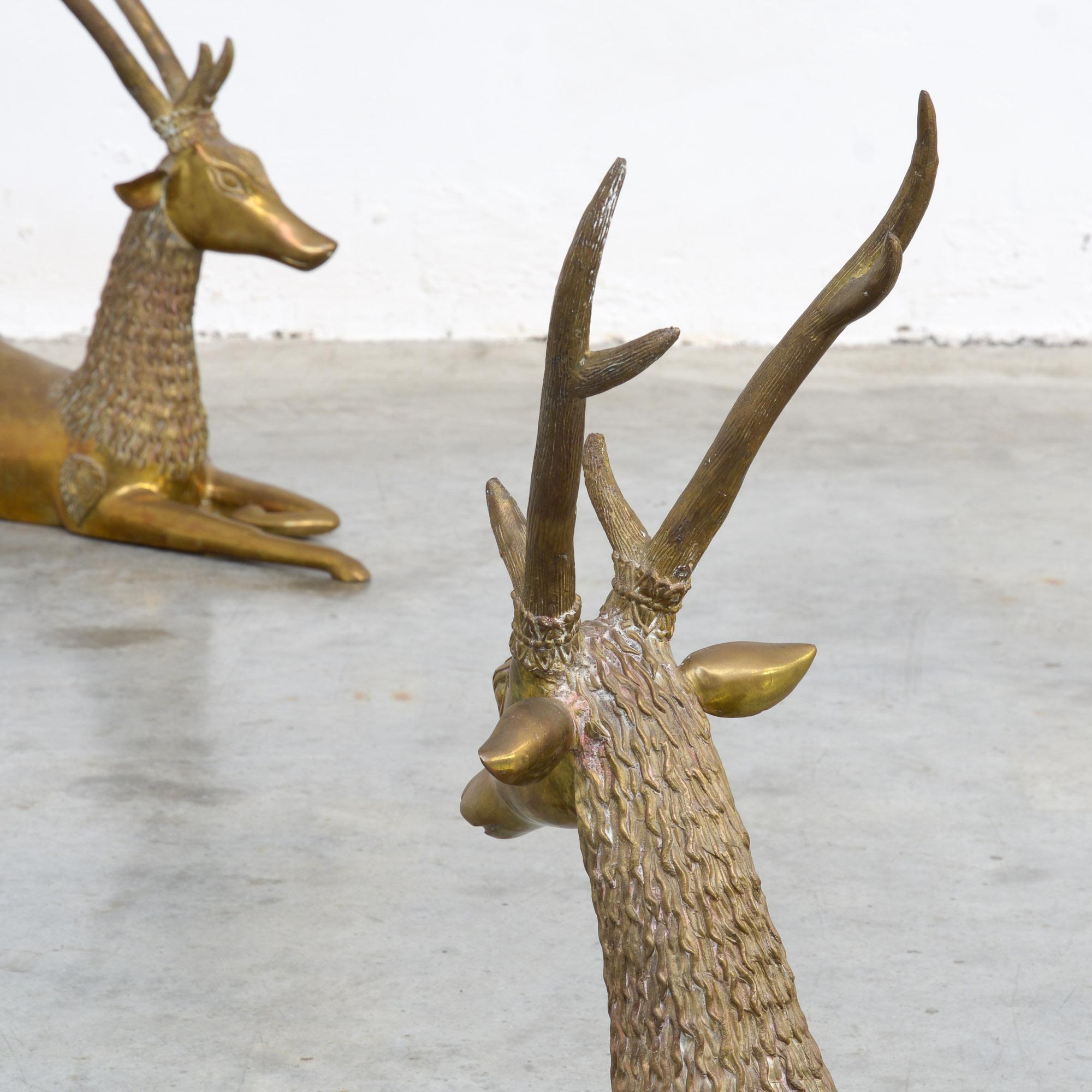 Pair of Brass Deer Sculptures 1