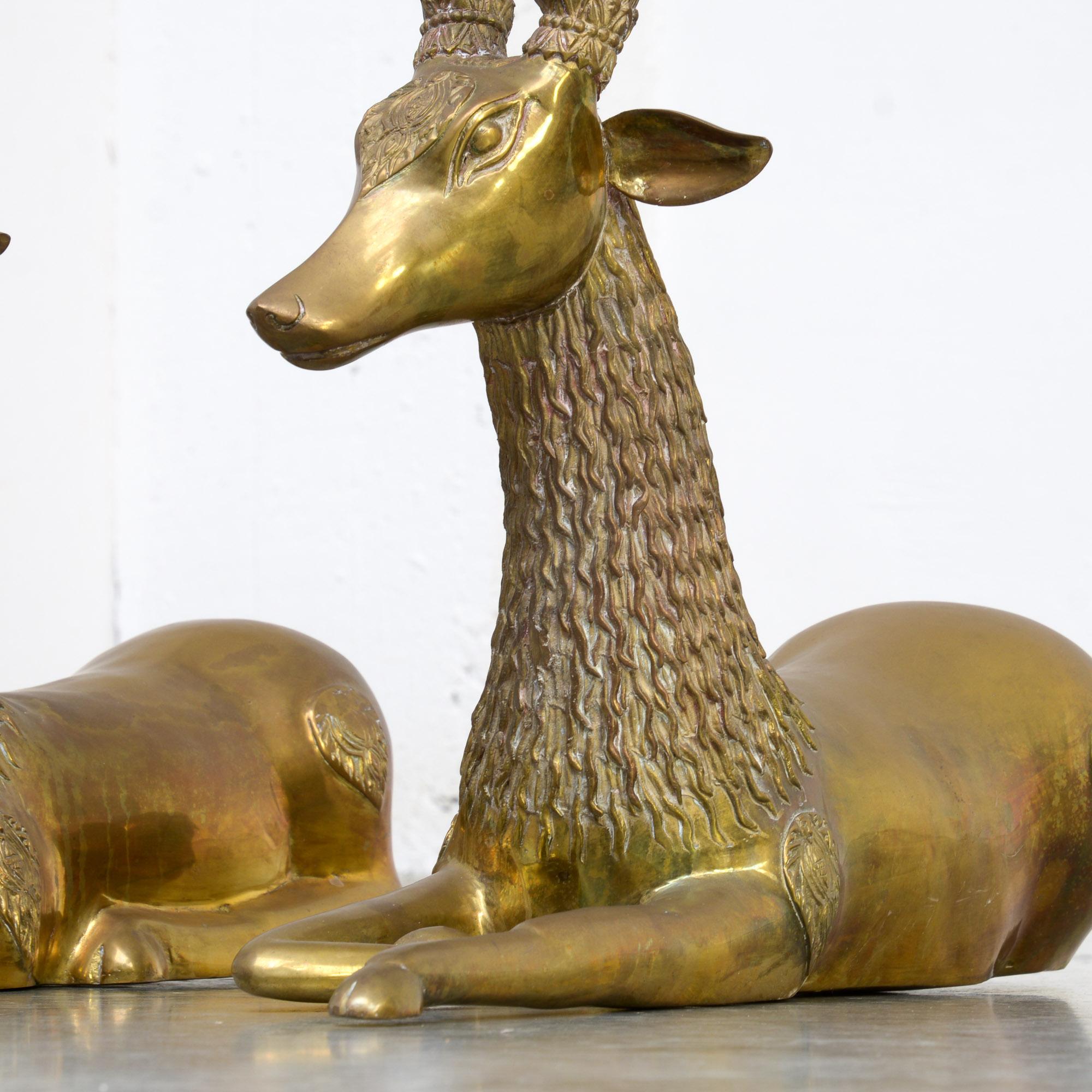 Pair of Brass Deer Sculptures 3