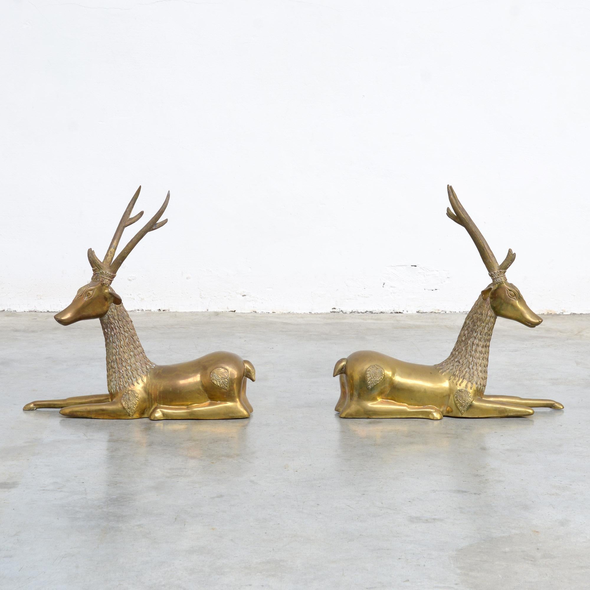 brass deer statues