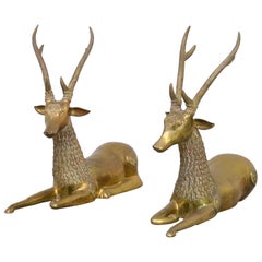 Pair of Brass Deer Sculptures