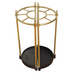 Vintage Pair of Brass Demi Lune Umbrella Stand