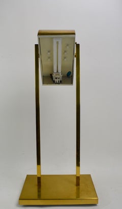 Pair of Brass Demilune Shade Lamps by Kovacs