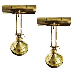 Pair of Brass Desk Lamps, 20th Century