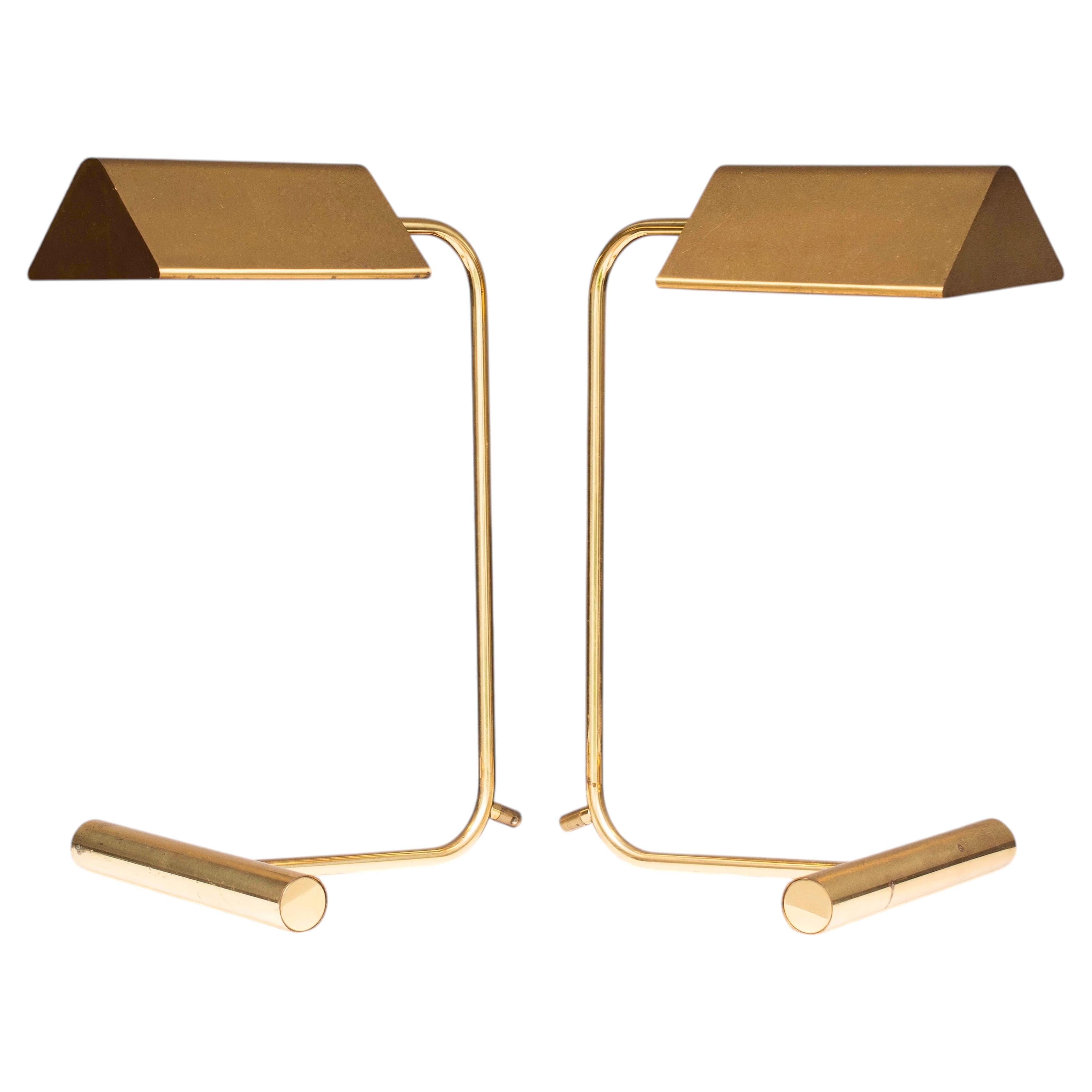 Pair of Brass Desk Lamps - Mid-Century Table or Reading Lamps - Italy 1950s