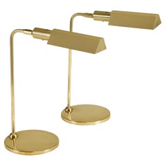 Pair of brass desk / table lamps by Nya Öia, Sweden, 1960s
