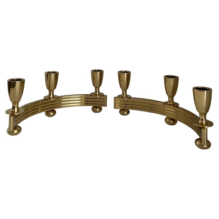 Pair of Brass Dirliyte Art Deco Candle Holders For Sale at 1stDibs