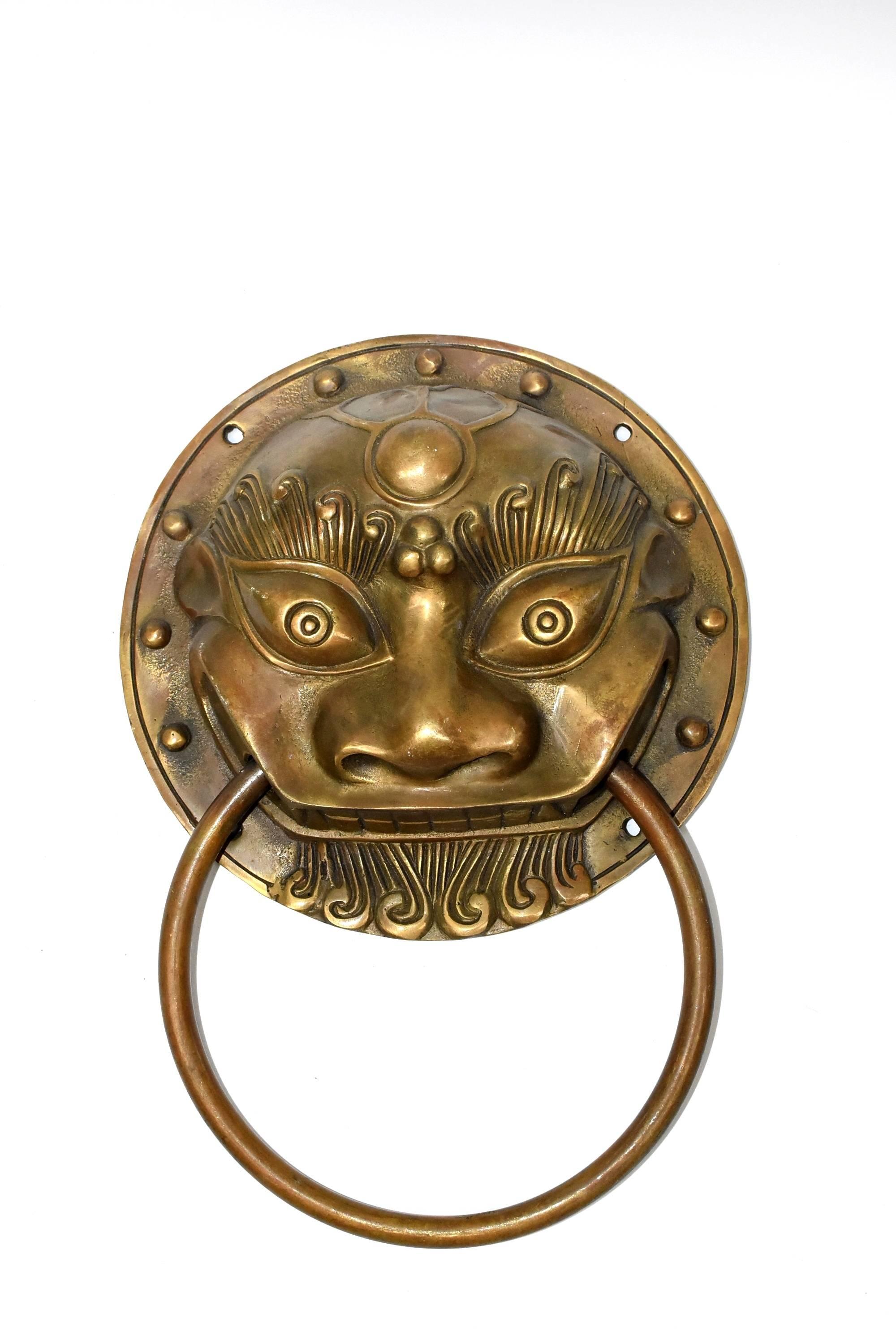 Our brass knockers can be used as door knockers or hand towel rings. Fine craftsmanship depicts the ancient mythical animals with a high level of artistic expression. The featured prehistoric beasts have strong jaws and huge eyes. They are believed