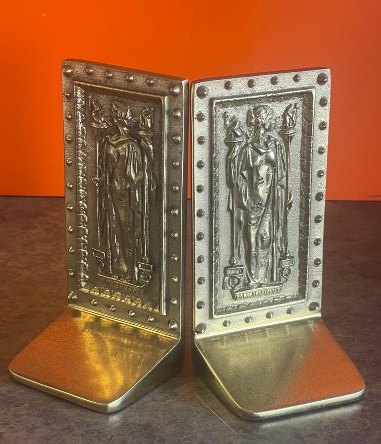 Pair of Brass "Doors to Library of Congress" Bookends by Virginia