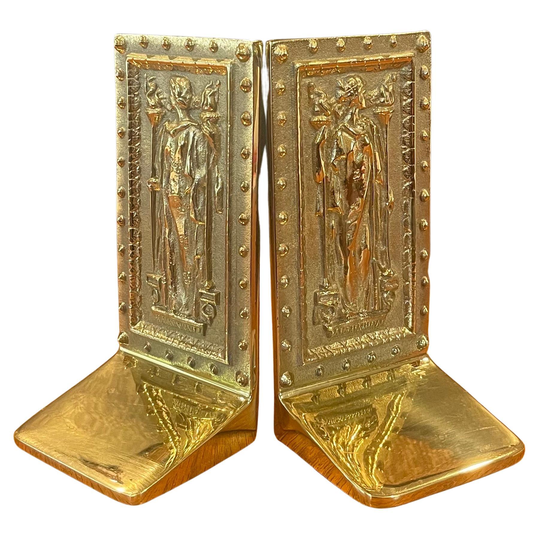 Pair of Brass "Doors to Library of Congress" Bookends by Virginia Metalcrafters For Sale