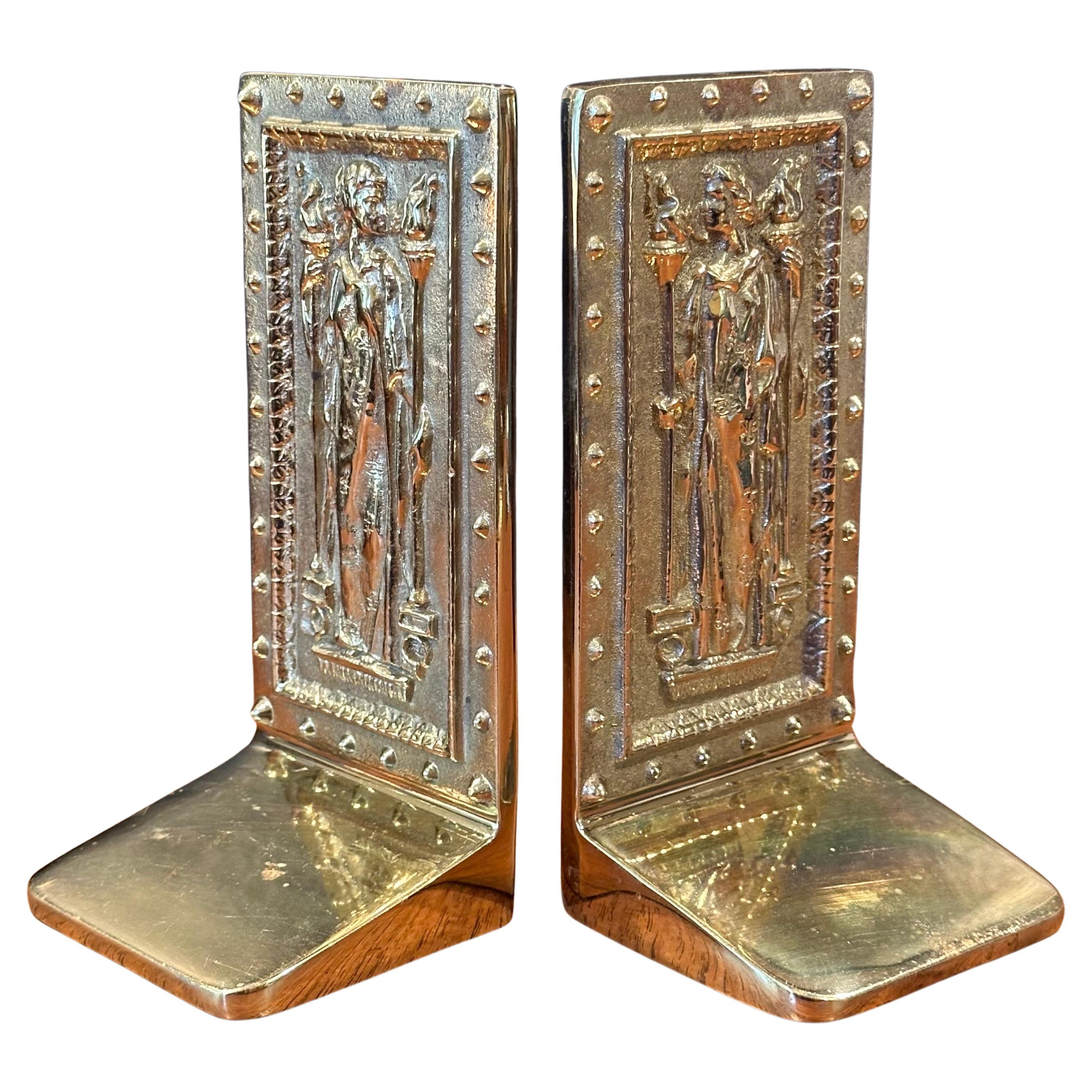 Pair of Brass "Doors to Library of Congress" Bookends by Virginia Metalcrafters