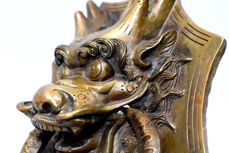 Pair of Brass Dragon Door Knockers, 8.5" Wide For Sale at 1stdibs