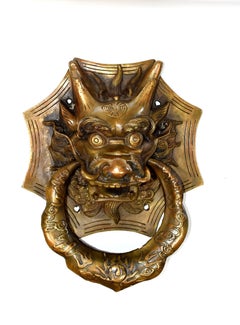 Pair of Brass Dragon Door Knockers Large 10.25"