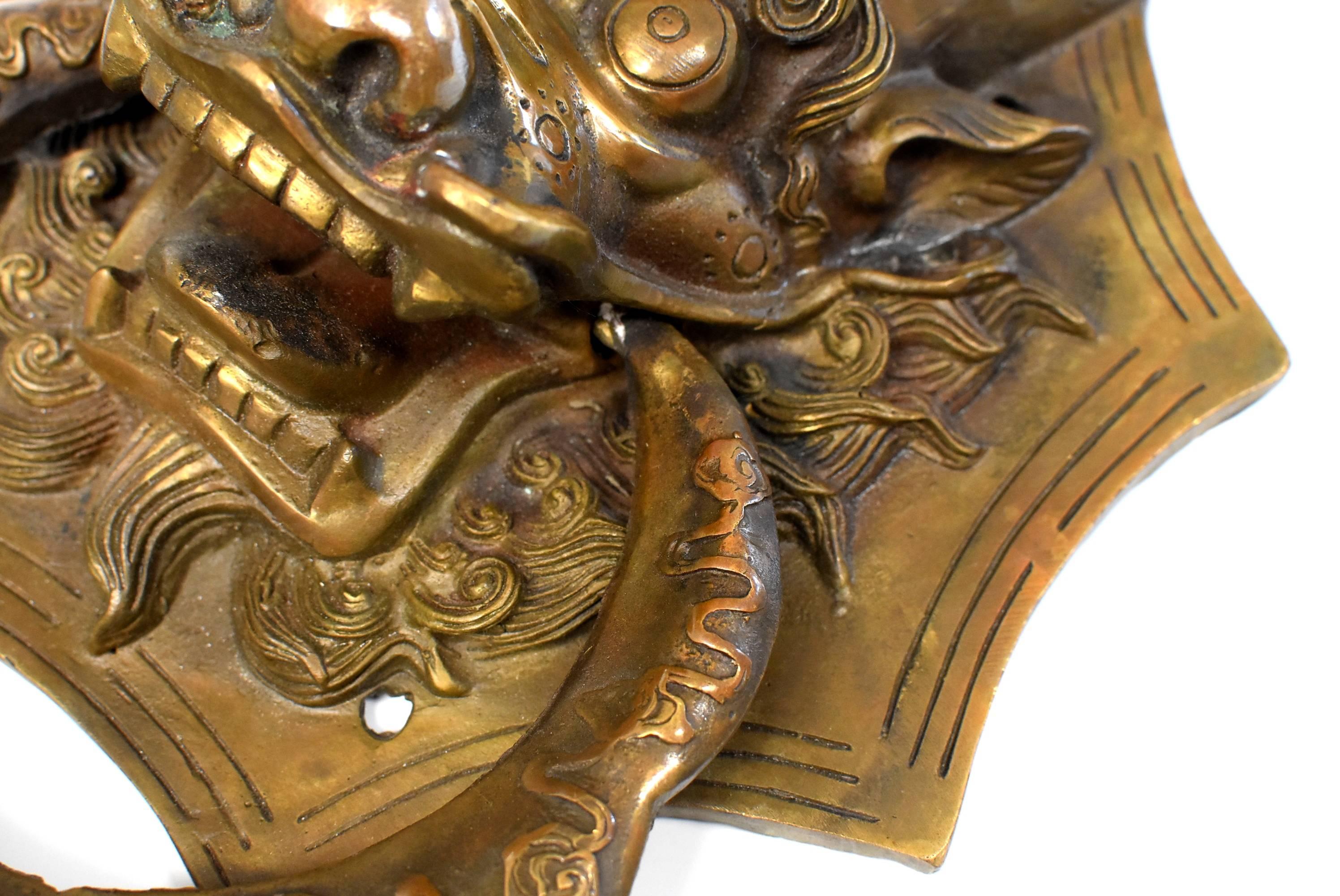 Pair of Brass Dragon Door Knockers, Medium 6
