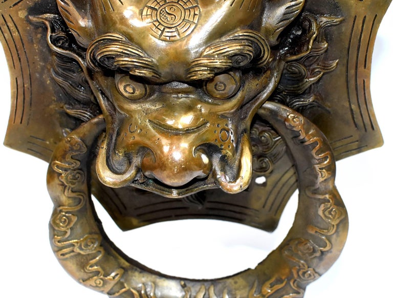 Pair of Brass Dragon Door Knockers, Medium For Sale at 1stdibs