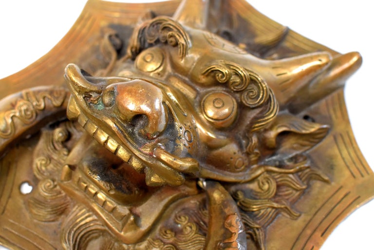 Pair of Brass Dragon Door Knockers, Small at 1stDibs