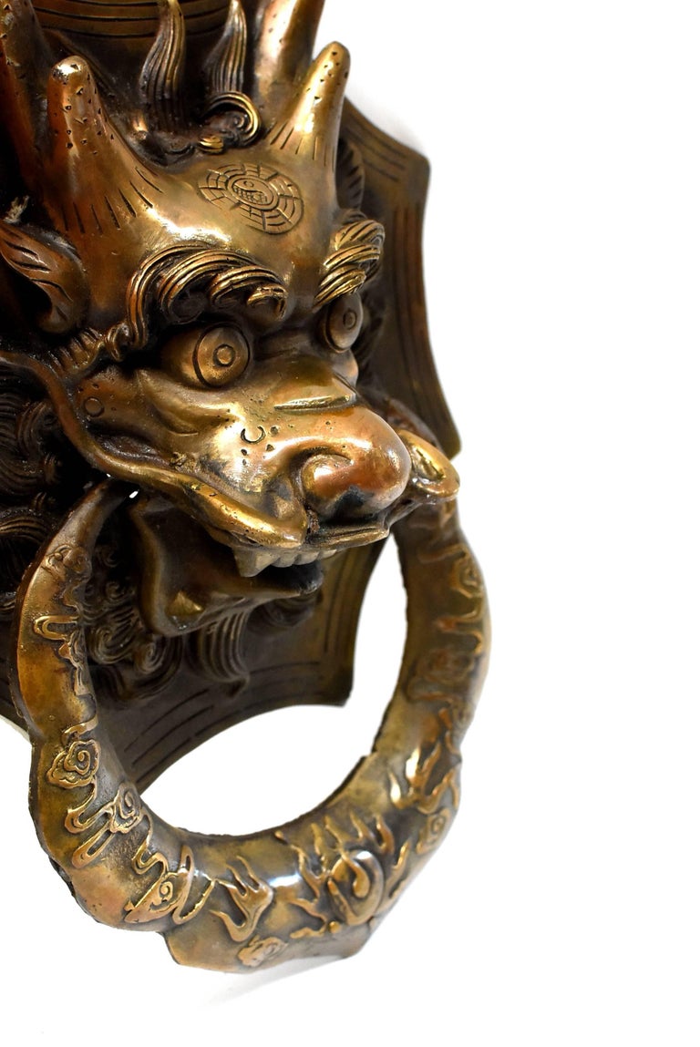 Pair of Brass Dragon Door Knockers, Small at 1stDibs