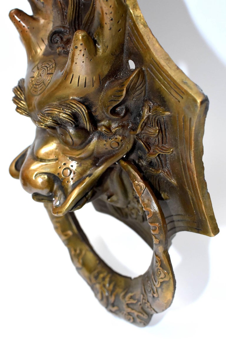 Pair of Brass Dragon Door Knockers, Small at 1stDibs