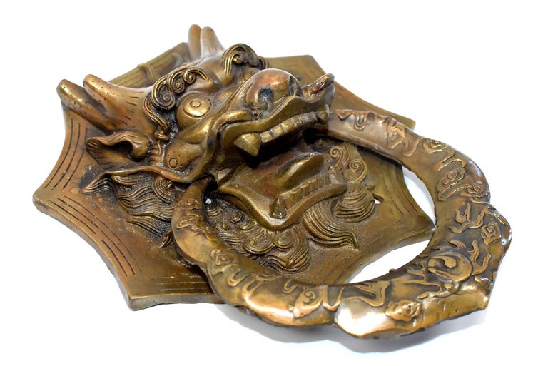Pair of Brass Dragon Door Knockers, Small at 1stDibs
