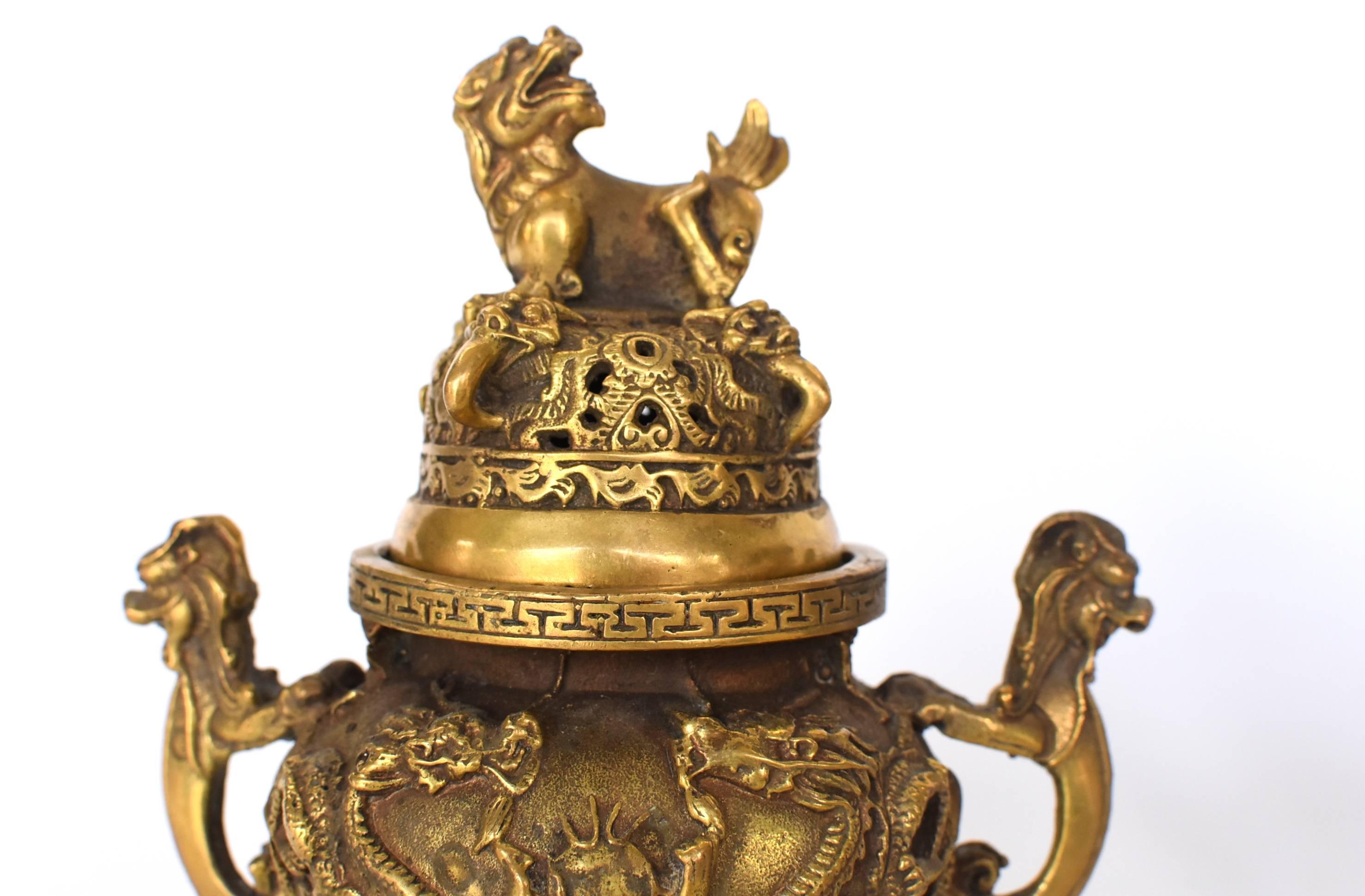 Pair of Brass Dragon Incense Burners 6