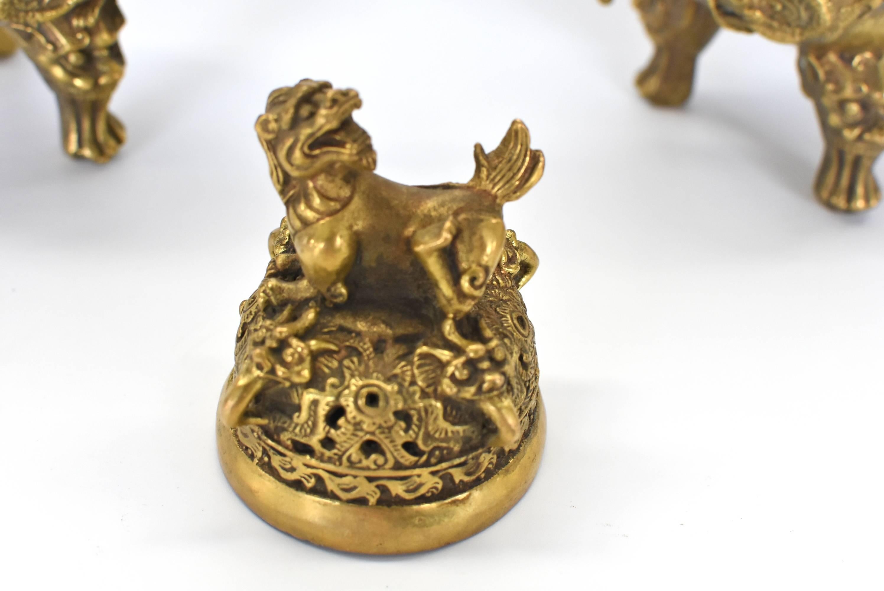 Pair of Brass Dragon Incense Burners 7