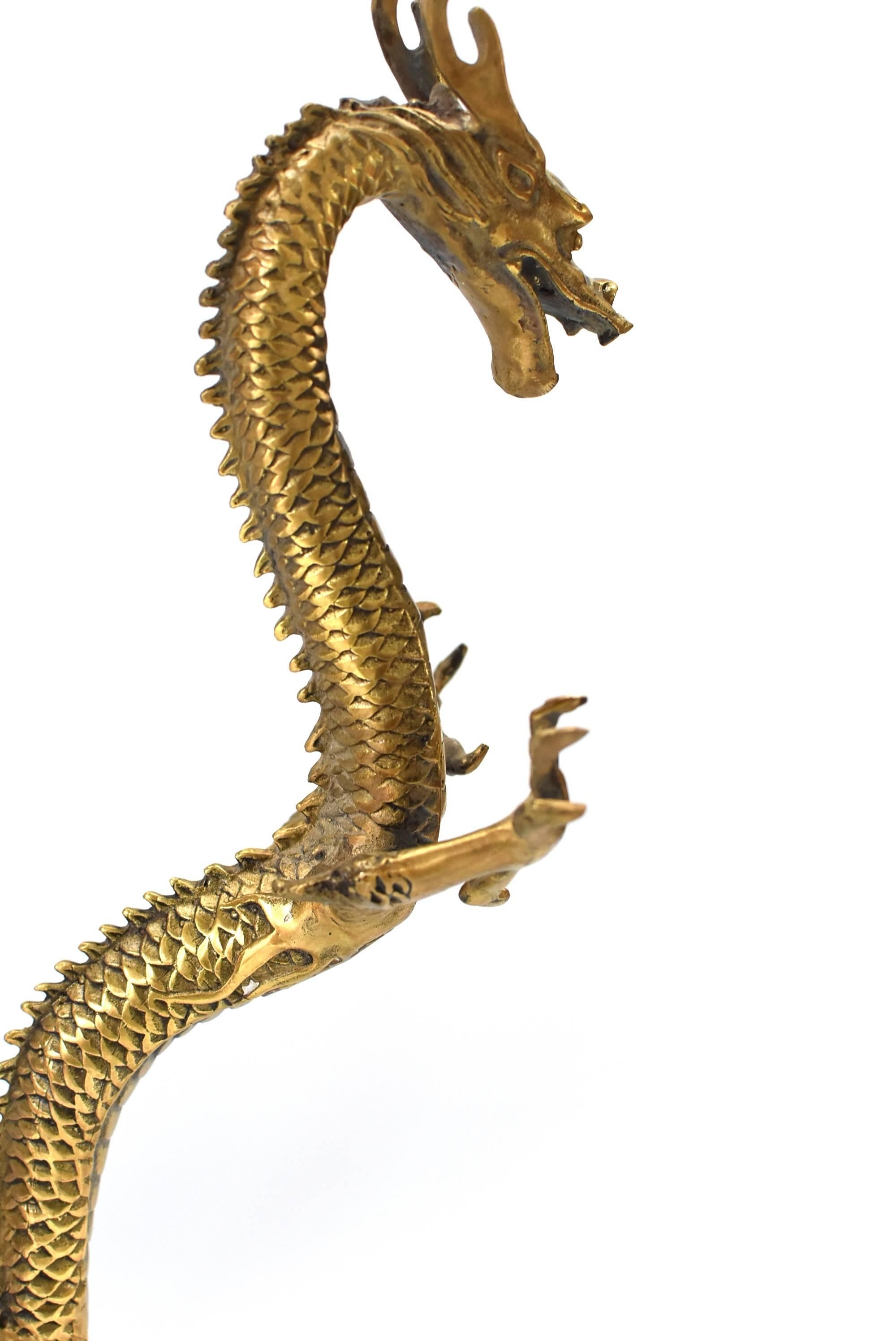 Pair of Brass Dragons, Large Standing 9