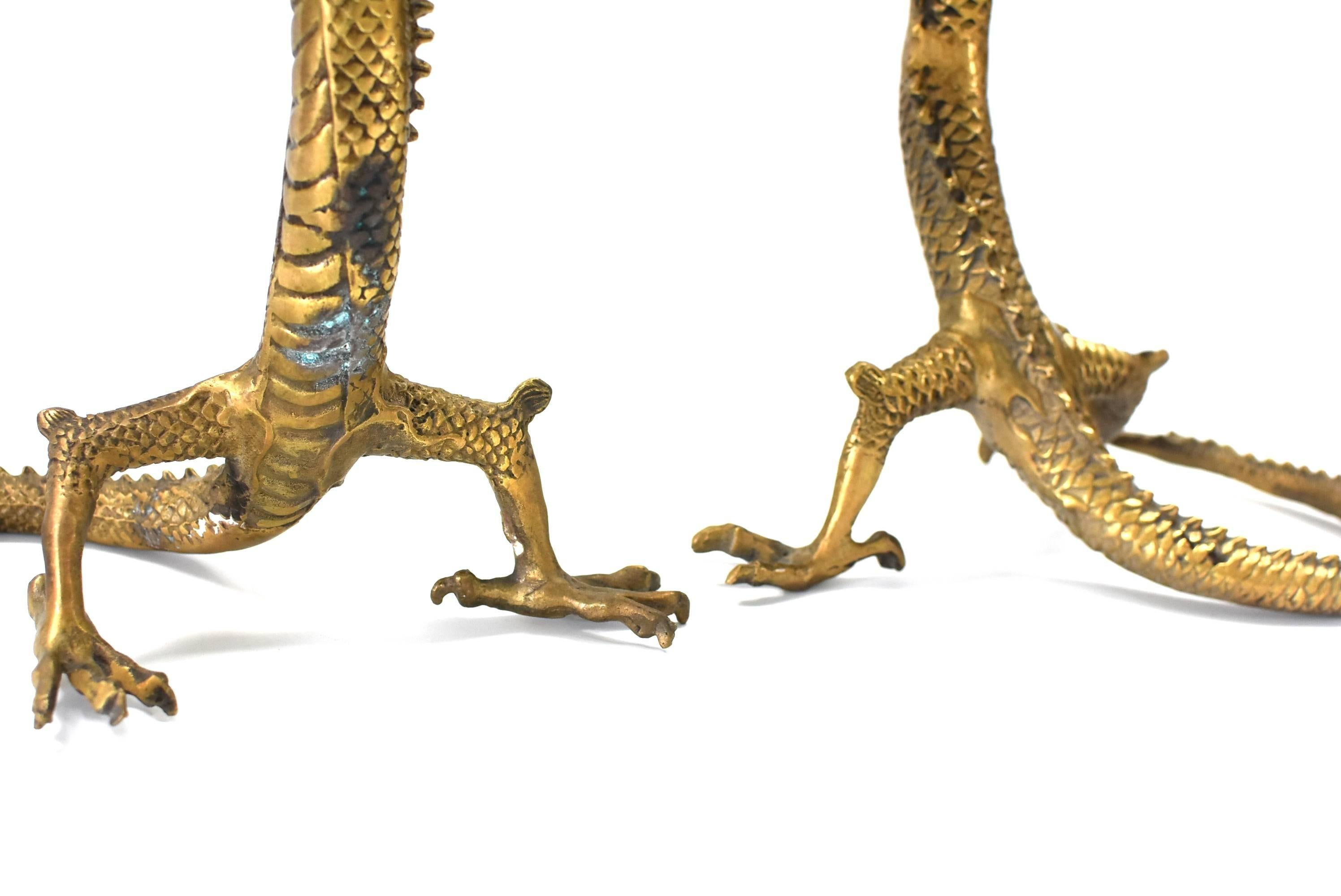 Pair of Brass Dragons, Large Standing 11