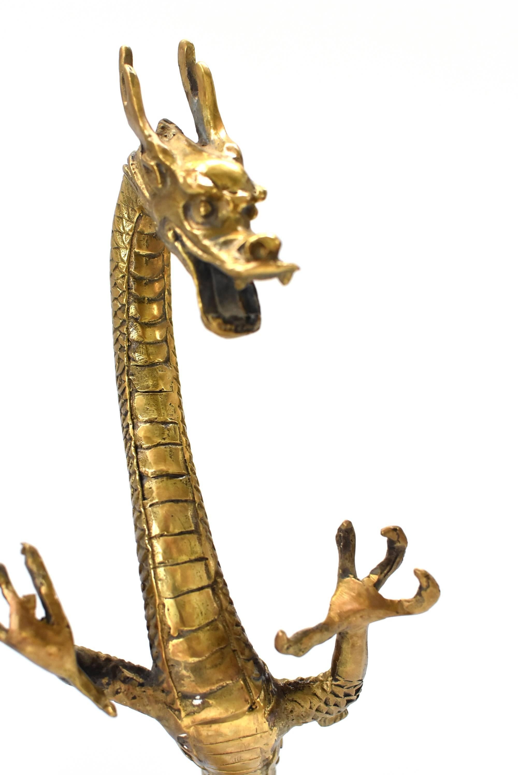 Pair of Brass Dragons, Large Standing 13