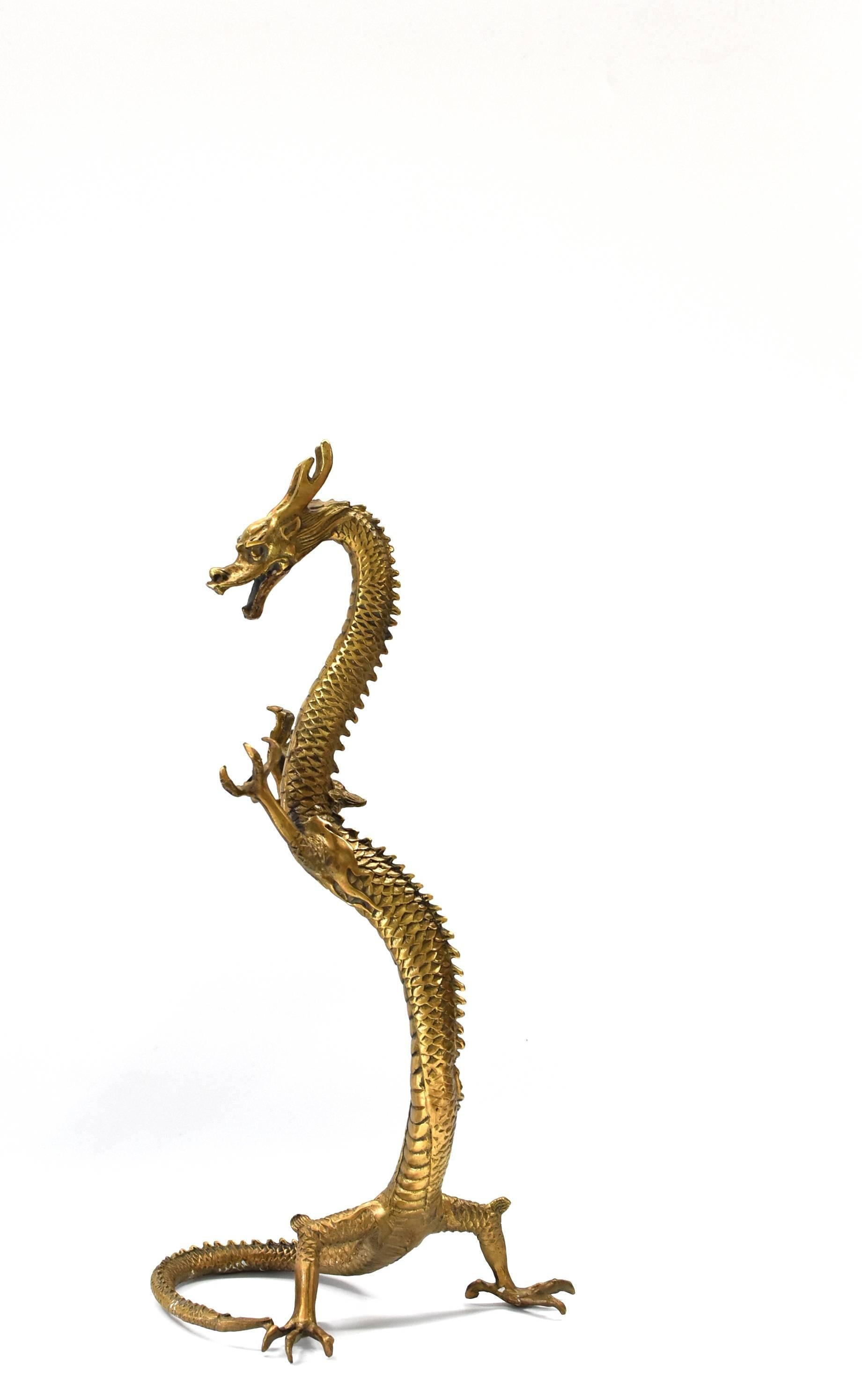 Pair of Brass Dragons, Large Standing 1