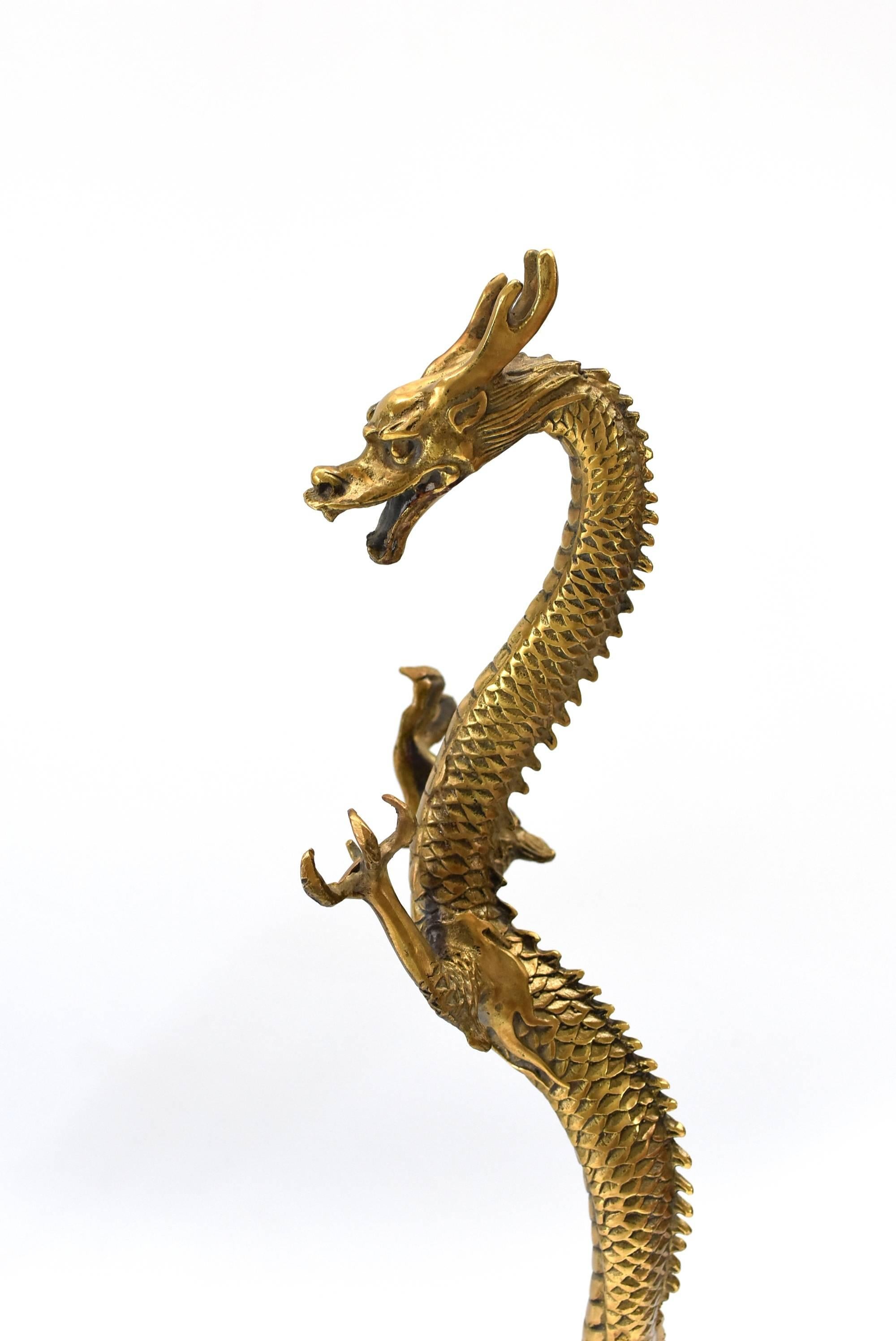 Pair of Brass Dragons, Large Standing 3