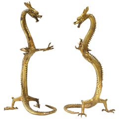 Pair of Brass Dragons, Large Standing